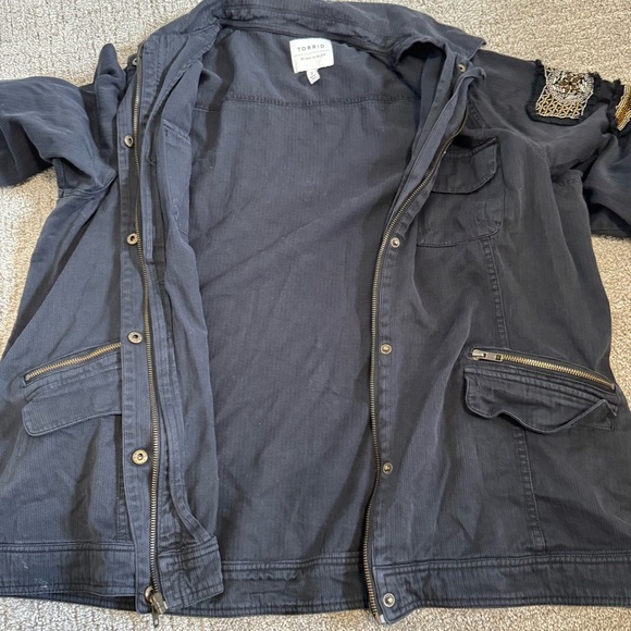 Torrid Denim twill Military Jacket black Jean Zip Coat woman’s 2 - Picture 7 of 11